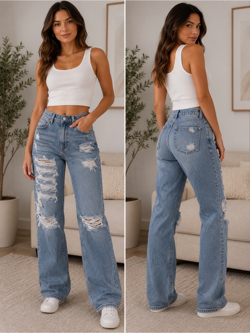 AMERICAN EAGLE STRETCH RIPPED DENIM JEANS